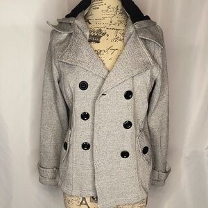 Sebby Black and Gray Coat with Silver Accents Stylish, Functional Piece